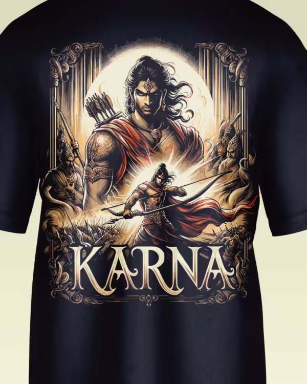 कर्ण – Karna Design 3 | Mahabharat Theme Oversized-Black